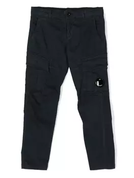 C.P. Company Kids Lens-detail tapered cargo trousers, синий