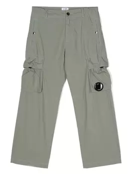 C.P. Company Kids прямые брюки с декором Lens, зеленый