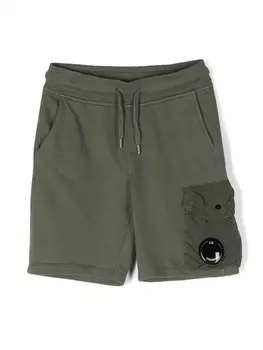 C.P. Company Kids шорты карго с логотипом, зеленый
