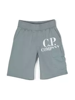C.P. Company Kids шорты с логотипом, серый