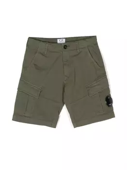 C.P. Company Kids шорты с нашивкой-логотипом, зеленый