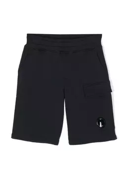 C.P. Company Kids спортивные шорты с декором Lens, синий