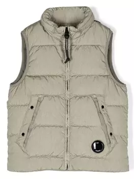 C.P. Company Kids стеганый жилет с декором Lens, зеленый