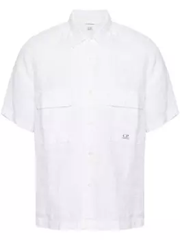 C.P. Company льняная рубашка с логотипом, белый