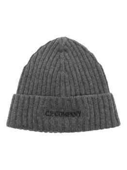 C.P. Company logo-embroidered ribbed-knit beanie, серый