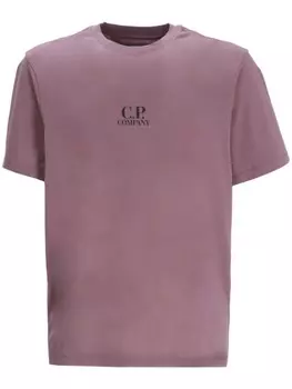 C.P. Company печать на футболке спереди и сзади, розовый