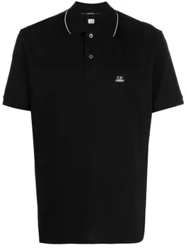 C.P. Company рубашка поло из ткани пике с логотипом, черный