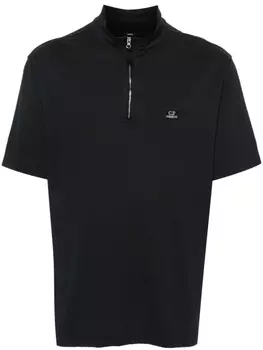 C.P. Company рубашка поло из ткани пике с логотипом, черный