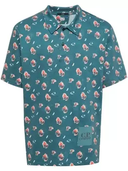 C.P. Company рубашка поло с абстрактным принтом, синий