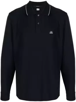 C.P. Company рубашка поло с длинными рукавами и нашивкой-логотипом, синий