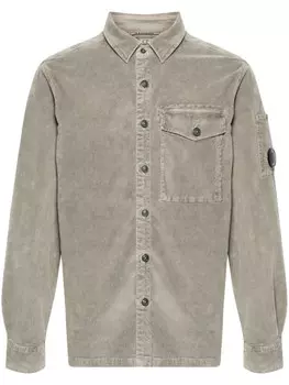 C.P. Company вельветовая рубашка с декором Lens, зеленый