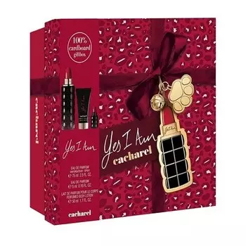 Cacharel Yes I Am Eau de Parfum Spray для женщин Кардамон, жасмин и молочный аккорд, аромат, 3 предмета, мультиподарочный набор