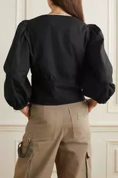 CAES Блузка из поплина из смеси хлопка и лиоцелла, черный