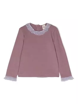 Caffe' D'Orzo толстовка Laura с отделкой в технике кроше, фиолетовый