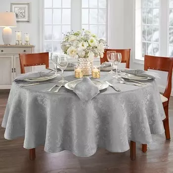 Caiden Elegance Дамасская круглая скатерть, 90 x 90 дюймов Villeroy & Boch, серебро