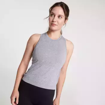 CALIA Женская бесшовная майка гоночной длины с высоким воротником, цвет Grey Spacedye