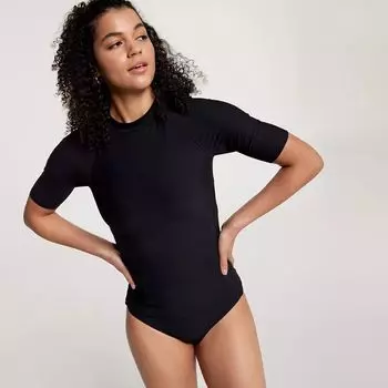 Calia Женская футболка для плавания с короткими рукавами, рашгард, черный