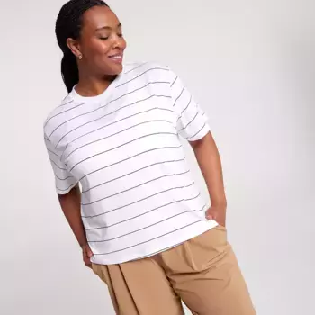 CALIA Женская повседневная футболка свободного кроя, цвет Pure White Stripe
