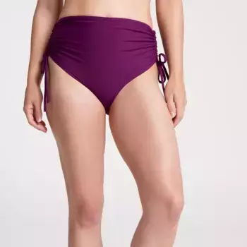 CALIA Женские плавки для плавания с завышенной талией, сборками и завязками по бокам, цвет Deep Burgundy