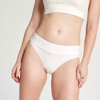 Calia Женские плавки для плавания со средней посадкой и широкими полосками и высокими штанинами