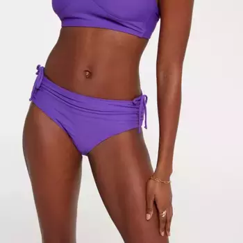CALIA Женские плавки для плавания со средней посадкой и сборками по бокам, цвет Purple Punch
