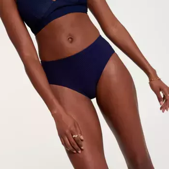 CALIA Женские плавки для плавания в рубчик со средней посадкой, цвет Opulent Blue Rib