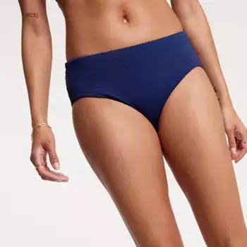 CALIA Женские плавки для плавания в рубчик со средней посадкой, цвет Opulent Blue Texture