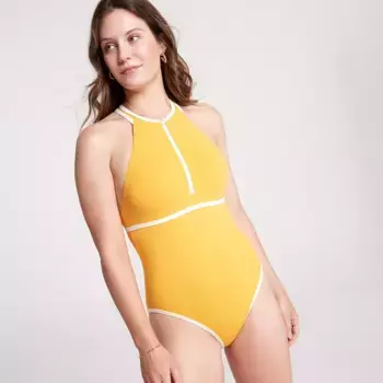 CALIA Женский цельный купальник с лямкой-борцовкой на бретельках Cheeky, цвет Marigold Shine