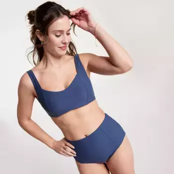 CALIA Женский гладкий купальник бикини с высокой поддержкой и плавками, цвет Ardosia Slate