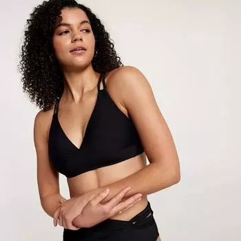 Calia Женский купальник-топ бикини с треугольными чашечками и двумя бретелями с низкой поддержкой, черный