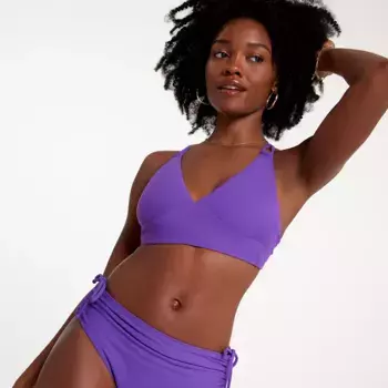 CALIA Женский купальник-топ бикини с треугольными чашечками и двумя бретелями с низкой поддержкой, цвет Purple Punch