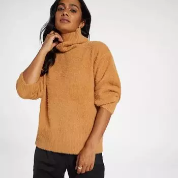 Calia Женский свитер с высоким воротником и ресницами