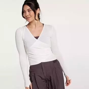 Calia Женский топ с длинными рукавами и запахом