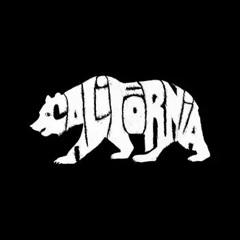 California Bear — мужская футболка с рисунком Word Art LA Pop Art, серый