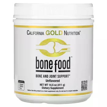 California Gold Nutrition, Bone Food с пептидами коллагена, гиалуроновой кислотой, витаминами и минералами, 411 г (14,50 унции)
