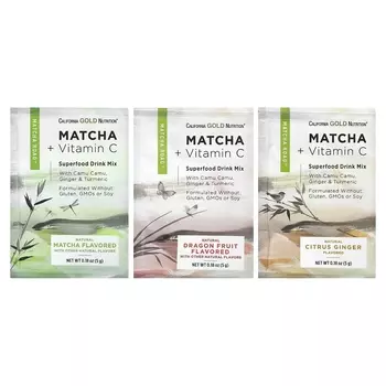 California Gold Nutrition MATCHA ROAD Матча + витамин С — пробный набор, 3 шт.