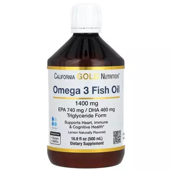 California Gold Nutrition Норвежский рыбий жир с омега-3 и натуральным вкусом лимона, 16,9 жидких унций (500 мл)