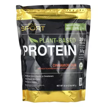 California Gold Nutrition, растительный протеин со вкусом булочки с корицей, веганский, легкоусвояемый, 908 г (2 фунта)