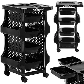 Calissimo, Стол-тележка помощника парикмахера на колесах для окрашивания W-X126 для шкафа салона красоты с выдвижными ящиками
