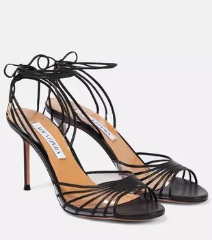 Call me Sandal 85 кожаные босоножки с открытым носком Aquazzura, черный
