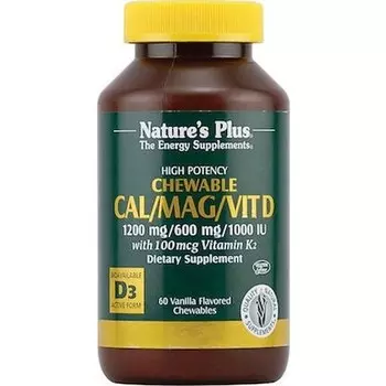 Calmagvit D3 с витамином K2 шоколад 60 жевательных таблеток Nature's Plus