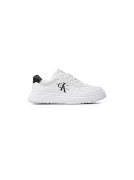 Calvin Klein Детские кроссовки из экокожи, белый/черный