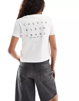 Calvin Klein Jeans – Белая футболка приталенного кроя с принтом на спине