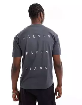 Calvin Klein Jeans – черная футболка свободного кроя с принтом на спине
