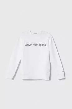 Calvin Klein Jeans Детская хлопковая толстовка, белый