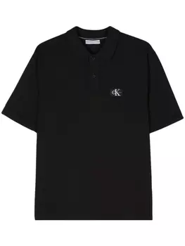 Calvin Klein Jeans клетчатая рубашка поло с нашивкой-логотипом, черный