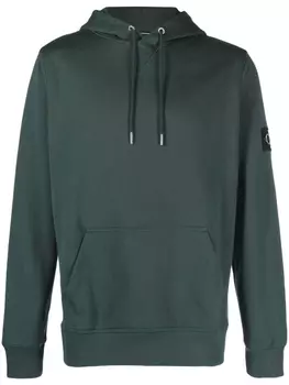 Calvin Klein Jeans logo-patch drawstring hoodie, зеленый