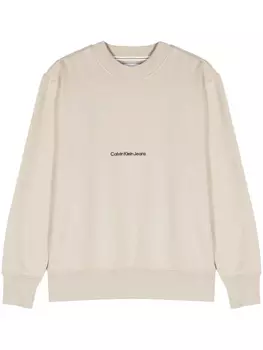 Calvin Klein Jeans толстовка свободного кроя с вышитым логотипом, нейтральный цвет