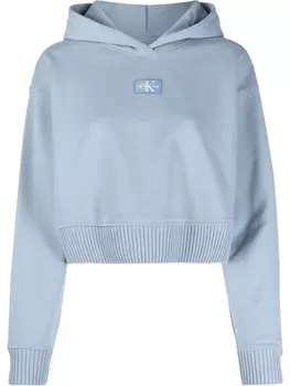 Calvin Klein Jeans укороченное худи с нашивкой-логотипом, синий