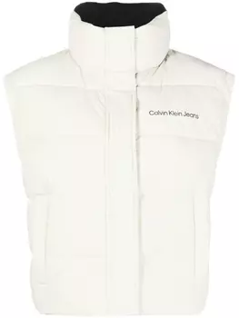 Calvin Klein Jeans укороченный дутый жилет с логотипом, нейтральный цвет